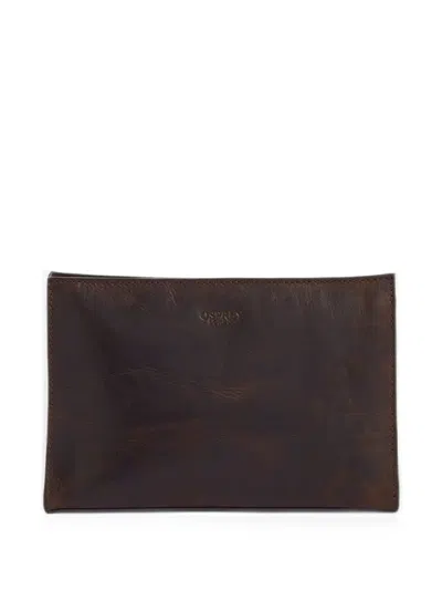 Osprey Carter Logo-debossed Leather Wash Bag In Brown