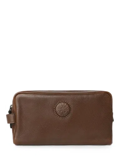 Osprey Compass Logo-embossed Leather Wash Bag In Brown