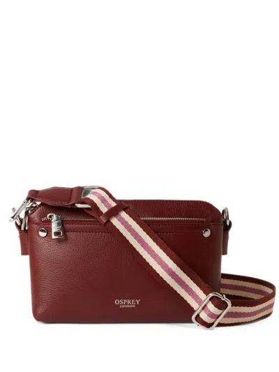 Osprey Grained-leather Striped-strap Cross-body Bag In Red