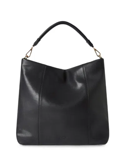 Osprey Large Carina Leather Shoulder Bag In Black