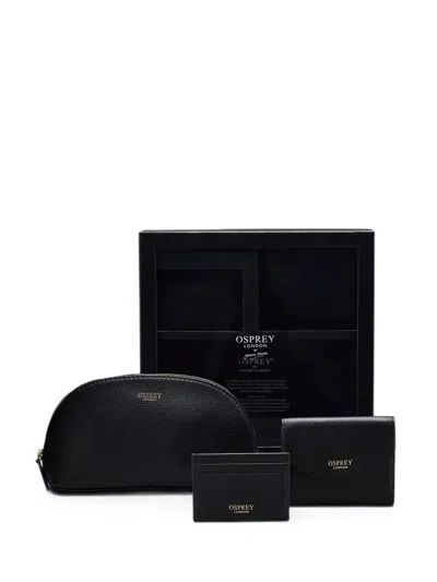 Osprey Leather Wallet Set In Black