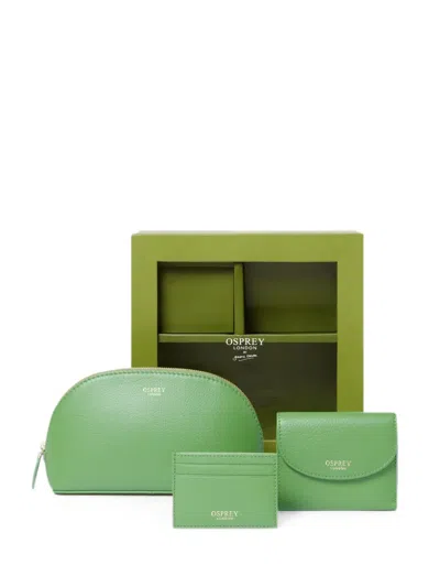 Osprey Logo-print Leather Travel Set In Green