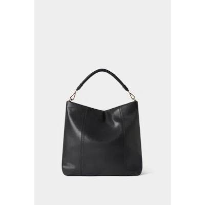Osprey London The Carina Large Leather Hobo Bag In Black