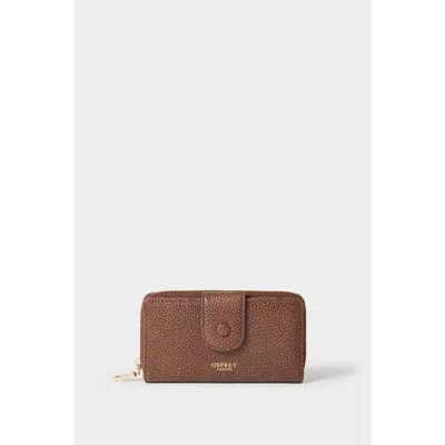Osprey London The Core Medium Leather Popper Matinee Purse In Brown