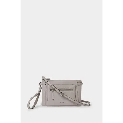 Osprey London The Ruby Leather Crossbody Bag In Gray