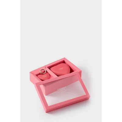 Osprey London The Tilly Leather Heart Gift Set In Pink