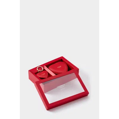 Osprey London The Tilly Leather Heart Gift Set In Red