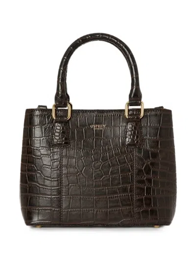 Osprey Mini Adaline Croc-effect Leather Tote Bag In Brown