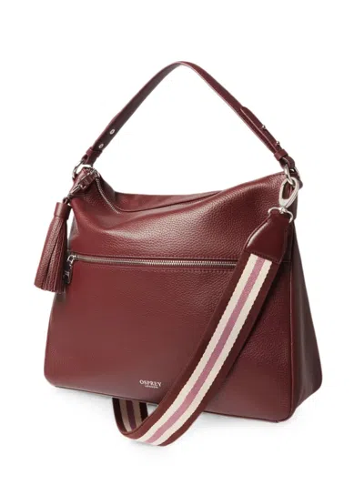 Osprey The Stella Tassel-detail Grained-leather Shoulder Bag In Burgundy
