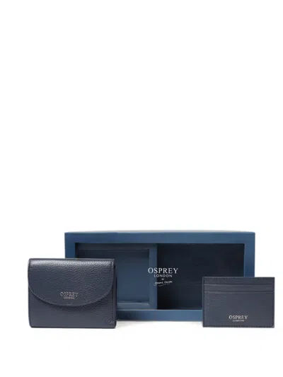 Osprey The Tilly Grainy Leather Wallet And Card Holder Set In Blue