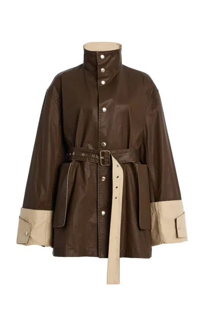 Ossou Asha Belted Cotton Coat In Brown