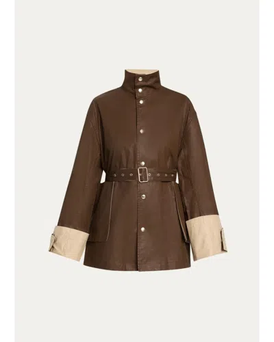 Ossou Asha Cotton Coat In Tobacco