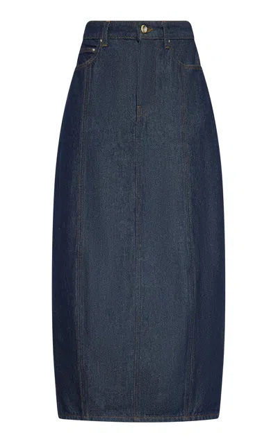 Ossou Bind Cotton Denim Skirt In Blue