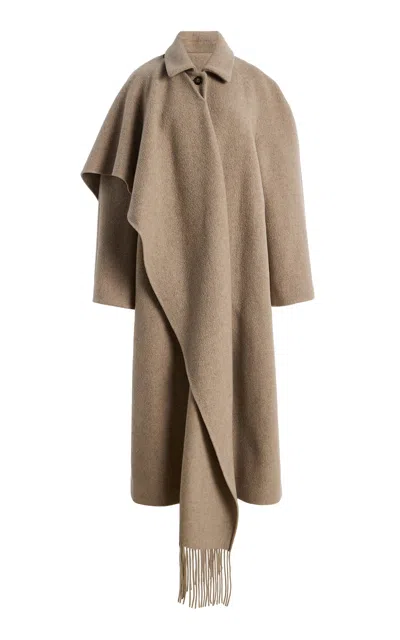 Ossou Canyon Draped Wool-blend Coat In Brown