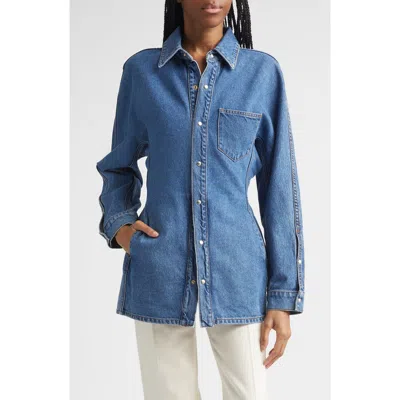 Ossou Cinch Denim Shirt Jacket In Blue