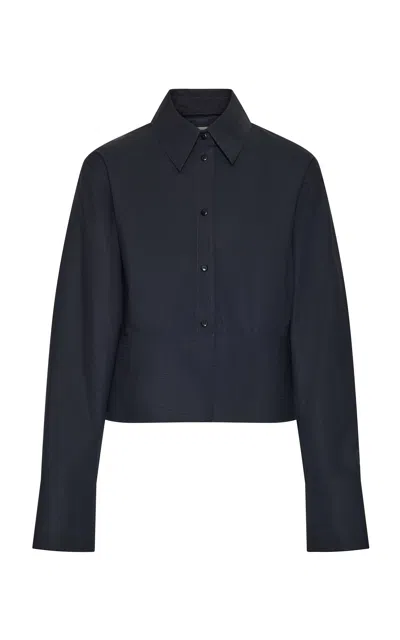Ossou Claude Button-front Cotton Shirt In Black