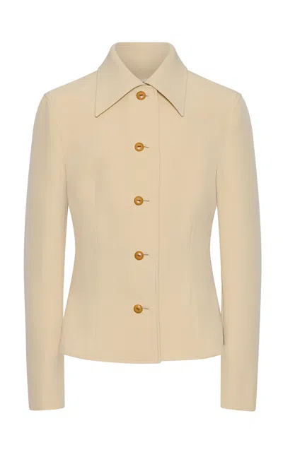 Ossou Claudia Buttoned Blazer In Neutral