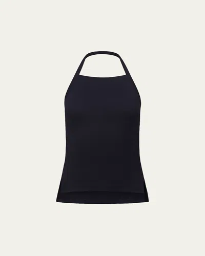 Ossou Clovis Rib-knit Halter Top In Black