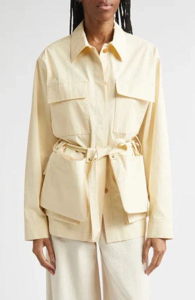 Ossou Coated Cotton Field Jacket In Yellow