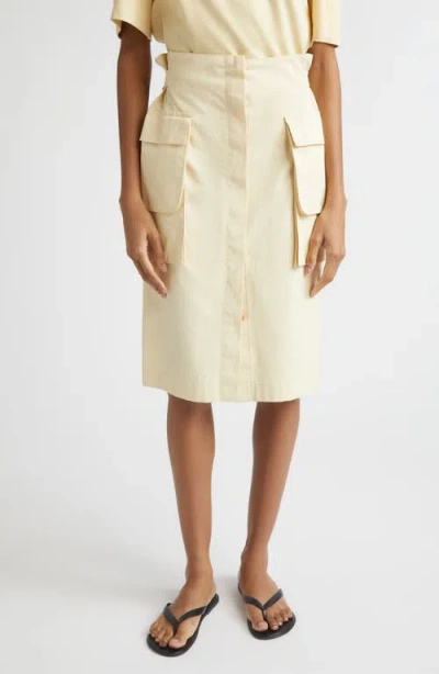 Ossou Glen Coated Cotton Cargo Skirt In Neutral