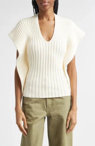 Ossou Greer Cutout Rib Cotton Sweater In White