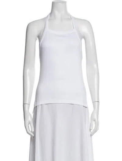 Pre-owned Ossou Halterneck Sleeveless Top In White