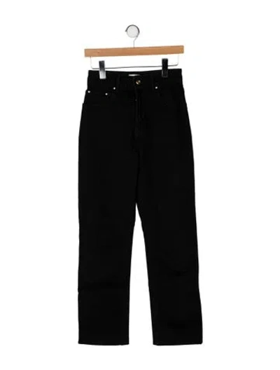Pre-owned Ossou High-rise Straight Leg Jeans In Black