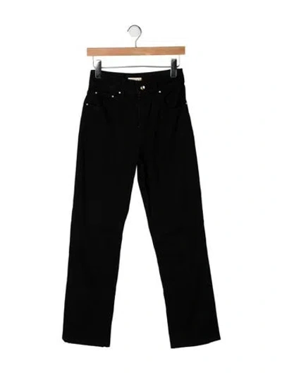 Pre-owned Ossou High-rise Straight Leg Jeans In Black