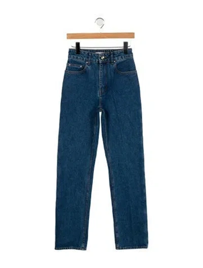 Pre-owned Ossou High-rise Straight Leg Jeans In Blue