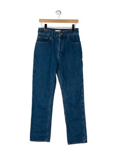 Pre-owned Ossou High-rise Straight Leg Jeans In Blue