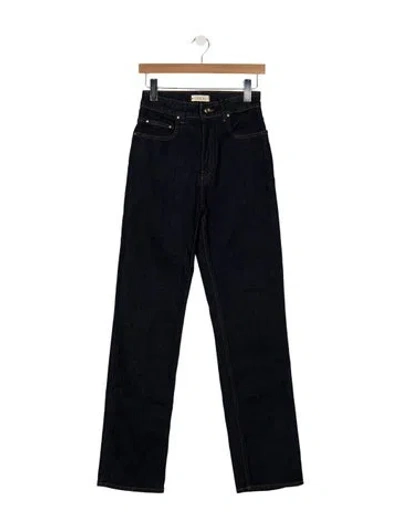 Pre-owned Ossou High-rise Straight Leg Jeans In Blue