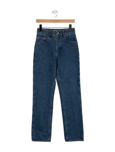Pre-owned Ossou High-rise Straight Leg Jeans In Blue