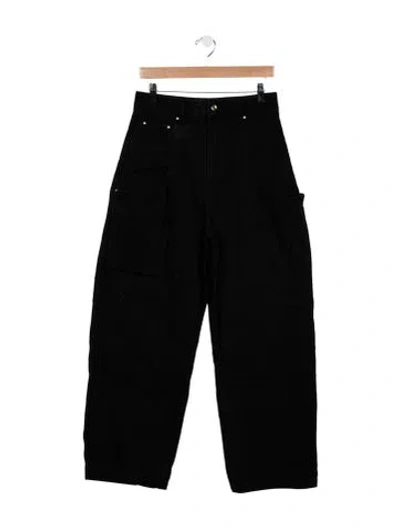 Pre-owned Ossou High-rise Wide Leg Jeans In Black