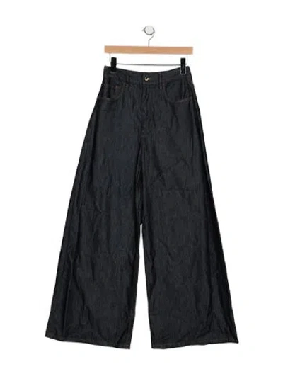 Pre-owned Ossou High-rise Wide Leg Jeans In Blue