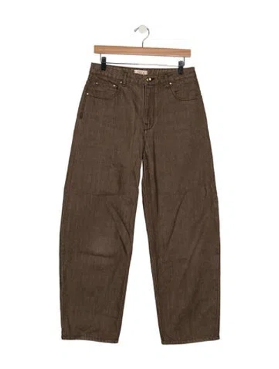 Pre-owned Ossou High-rise Wide Leg Jeans In Brown