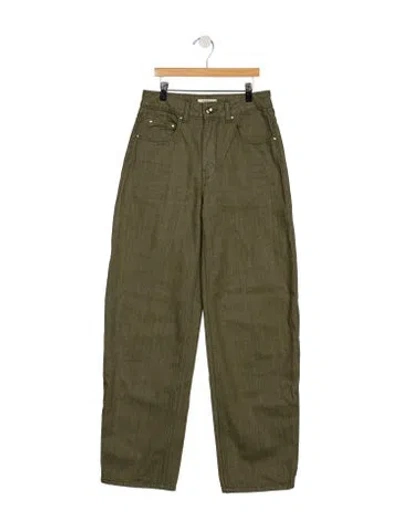 Pre-owned Ossou High-rise Wide Leg Jeans In Green