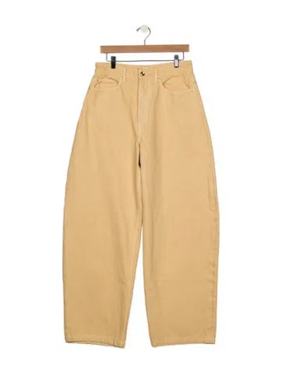 Pre-owned Ossou High-rise Wide Leg Jeans In Yellow