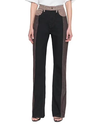 Ossou Jane Bootcut Slit Hem Cotton Jeans In Dusk/sorrel/rye Wash In Black
