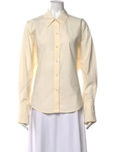 Pre-owned Ossou Long Sleeve Button-up Top In Neutrals