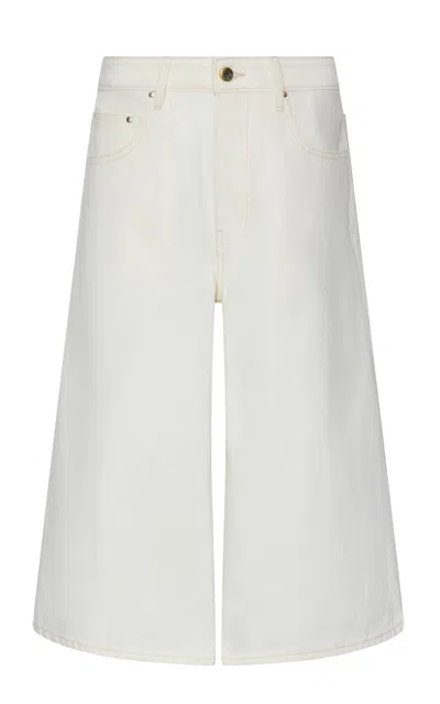 Ossou Lorin Wide-leg Denim Bermuda Shorts In White