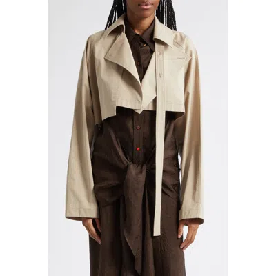 Ossou Maeve Crop Trench Coat In Nude