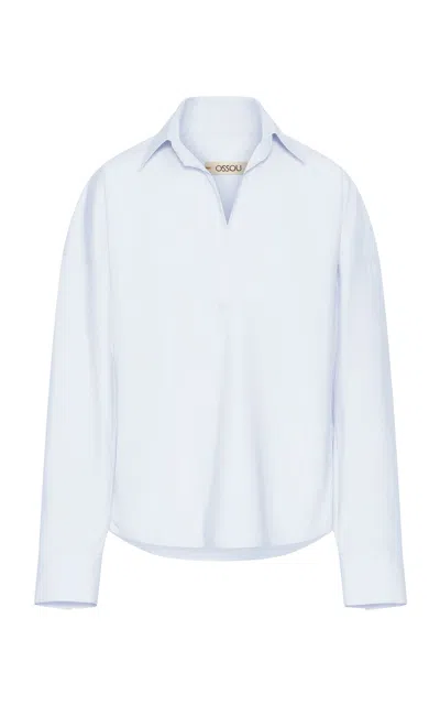 Ossou Maren Collared Cotton Top In White