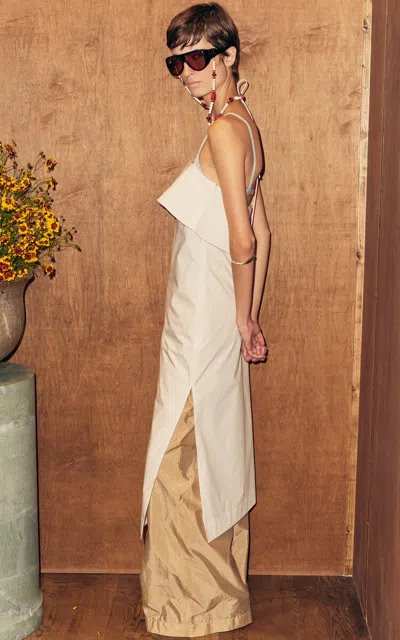 Ossou Maude Mid-rise Wide-leg Pants In Neutral