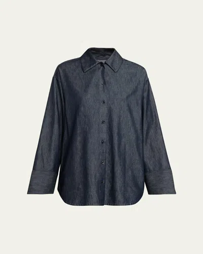 Ossou Mesa Denim Button-front Shirt In Animal Print