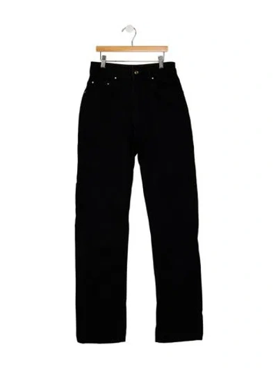 Pre-owned Ossou Mid-rise Straight Leg Jeans In Black