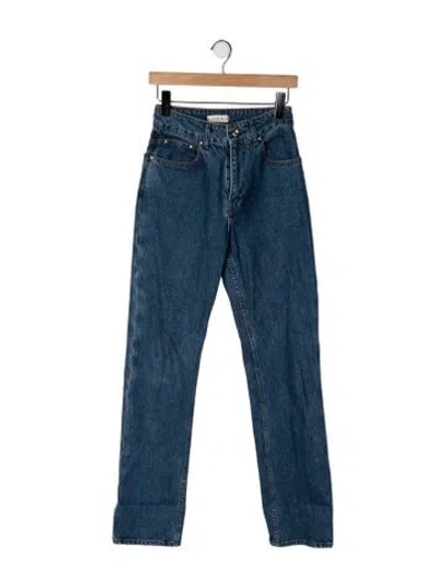 Pre-owned Ossou Mid-rise Straight Leg Jeans In Blue