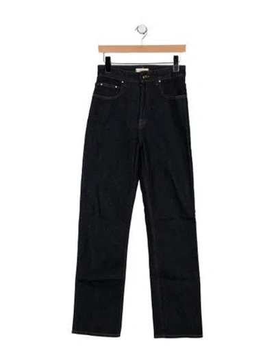 Pre-owned Ossou Mid-rise Straight Leg Jeans In Blue