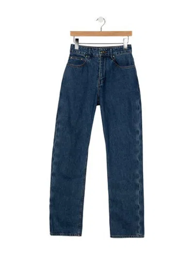 Pre-owned Ossou Mid-rise Straight Leg Jeans In Blue