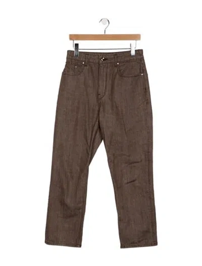 Pre-owned Ossou Mid-rise Straight Leg Jeans In Brown