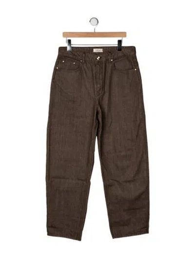 Pre-owned Ossou Mid-rise Straight Leg Jeans In Green